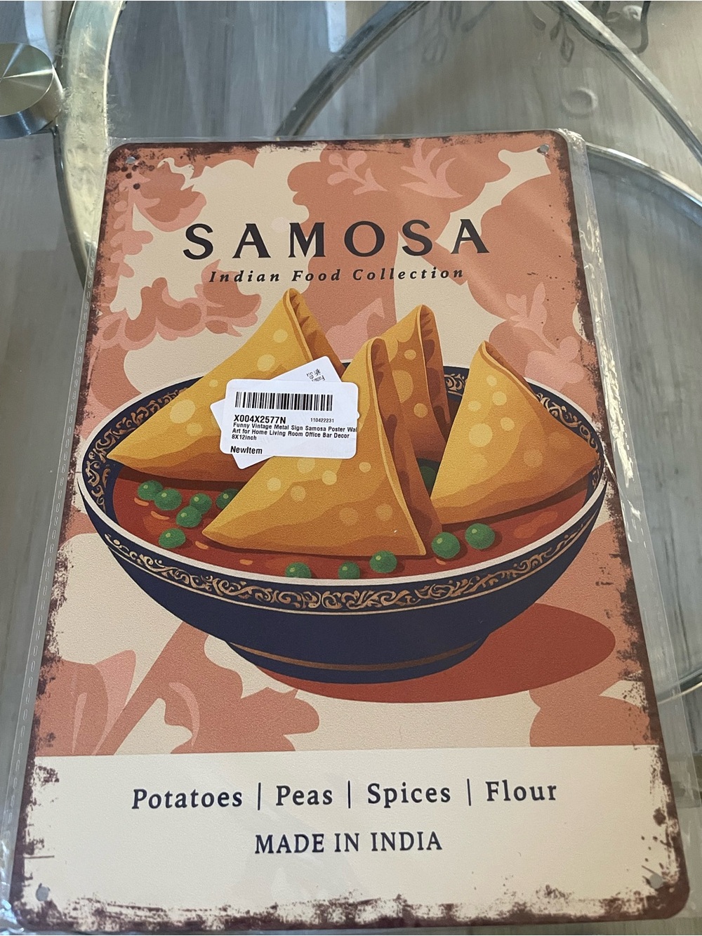 Samosa Wall Art Sign - Vintage Style Brown & Cream Kitchen Decor